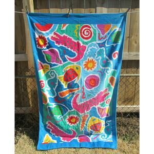 TERRI TORI Beach Towel Gators Fish Sea Animals Thick Soft Cotton Brazil 39 x 64